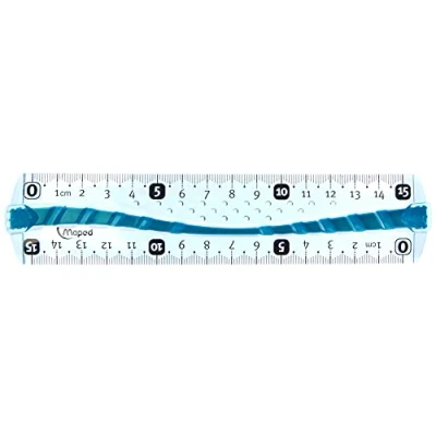 Image of Maped Unbreakable Flat Ruler with Anti Stain and Soft Non Slip Edges 15 cm Blue