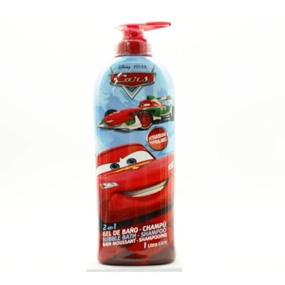 Image of Cars Kids 2 in 1 Bubble Bath &amp; Shampoo with Pump Dispenser Gentle, Paraben Free Hair Wash Vitamin E A, pH Balanced For Sensitive Skin Lightly Scented, Children Aged 6+, 1L