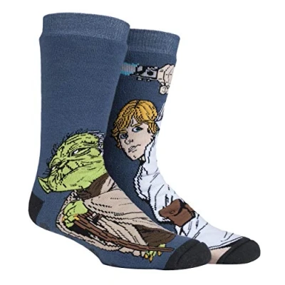 Image of HEAT HOLDERS Mens Star Wars Thick Novelty Warm Non Slip Thermal Slipper Socks with Grips (6 11, Luke/Yoda, numeric_6)