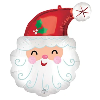 Image of Amscan Anagram 4334201 Christmas Smiley Santa Foil SuperShape Balloon 27&quot;