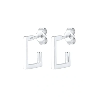 Image of Elli Women&#039;s Silver 925 Sterling Xilicon Cut Square Earrings