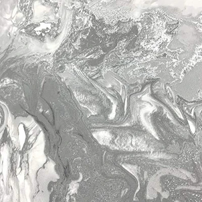Image of Marble Swirl Effect Glitter Wallpaper Grey Silver Metallic Textured Shimmer
