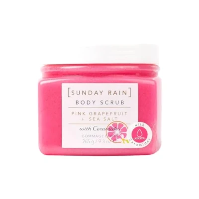 Image of Sunday Rain Pink Grapefruit and Sea Salt Body Scrub Exfoliator, Exfoliating Nourishing, with Ceramides, Pink, 265g