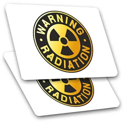 Image of Rectangle Stickers(Set of 2) 7.5cm Warning Radiation Sign Nuclear Fun Decals for Laptops,Tablets,Luggage,Scrap Booking,Fridges, #7151