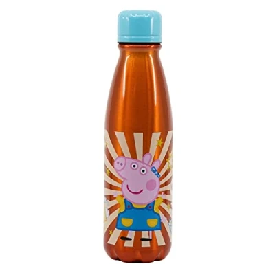 Image of Stor Peppa Pig 600ml Aluminium Bottle for Kids Childrens Back to School Drinks BPA Free