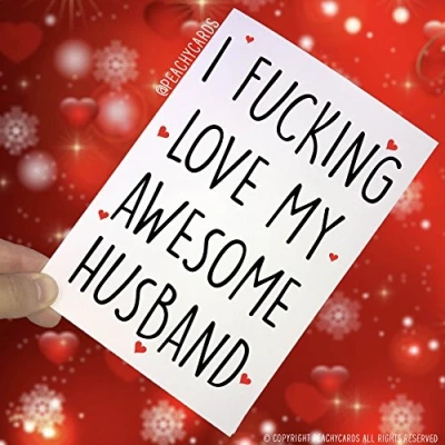 Image of Anniversary Cards, I F*cking Love My Awesome Husband, Husband Cards Novelty Card Funny Birthday Valentines PC175