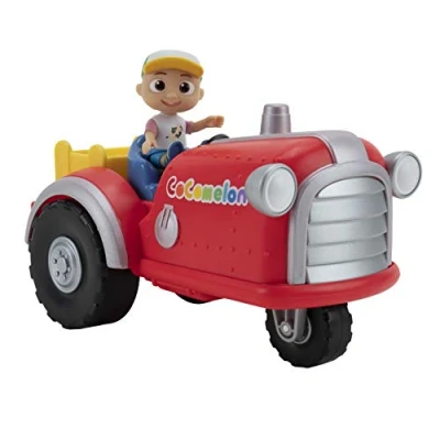Image of CoComelon Musical Tractor with Sounds &amp; Exclusive 3 inch Farm JJ toy, Play a Clip of “Old MacDonald song plus more and Phrases