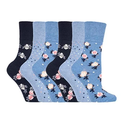 Image of Gentle Grip 6 Pairs of Cotton Rich Everday Ladies Non Elastic Socks Soft Top (4 8, SOLRH177)