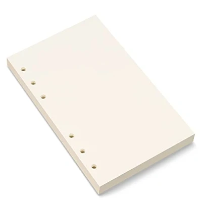 Image of Bidponds A6 Blank Paper, Refill 6 Holes Pouched Loose Leaf Paper for Filofax Personal Binder Planner, 80 Sheets/160 Pages, 4.1 x 6.6 inches, Beige (1)