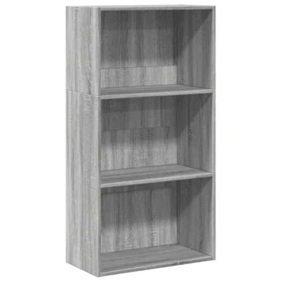 Image of vidaXL Grey Sonoma Bookcase Storage Rack/Freestanding Bookshelf Engineered Wood/Open Compartments for Living Room/Bedroom 60x30x114 cm Modern Design