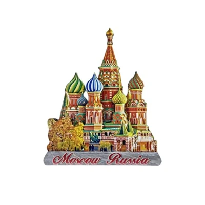 Image of Moscow Russia 3D Refrigerator Magnet Tourist Souvenirs Wood Magnetic Stickers Fridge Home &amp; Kitchen Decoration from China