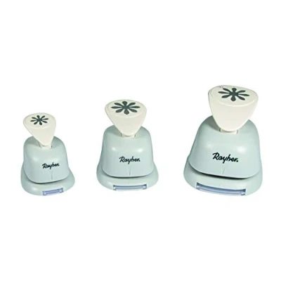 Image of Rayher Paper Craft Punch with Flower Design, Set of 3 Punches for Card Making and Scrapbooking in Three Different Sizes, 3.81cm, 2.54cm, 1.6cm, 69103000