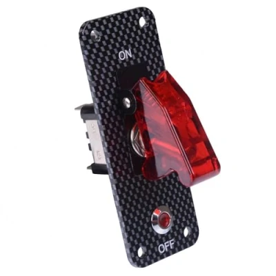 Image of Red LED Toggle Switch Panel with Indicator 12V Carbon Effect Racing Mount