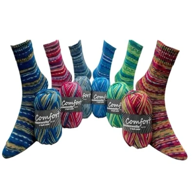 Image of Sock Wool Stocking Comfort Colour 4 Ply Set 6 x 100 g Yarn 420 m Length / Multicoloured Colourful Gradient 05