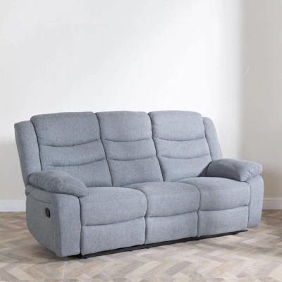 Image of Angelo Dark Grey Fabric 3 Seater Recliner Sofa