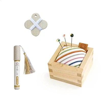 Image of Cohana White Kokura Textile Pincushion Set 1