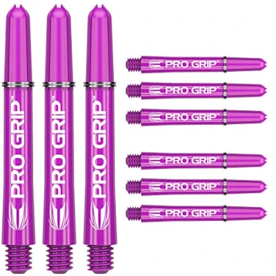 Image of TARGET Darts Pro Grip Shafts Set of 9 Purple, Medium (48mm) Dart Stems, Professional Accessories, 2BA Shaft Multipack with Rings