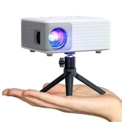 Image of Mini Projector with Tripod, AKIYO O1 Portable 1080P Full HD Support, Home Theater Movie Small Projector, Phone Compatible iOS, Android Smartphone, TV Stick, HDMI, USB, Laptop
