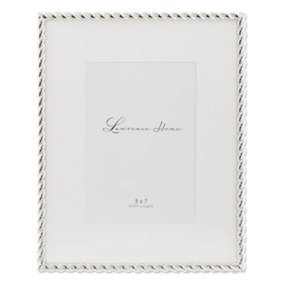 Image of Lawrence Frames Silver Metal Rope 8x10 Matted for 5x7 Picture Frame (710080)