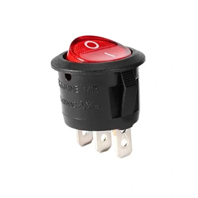 Image of Sourcingmap Red Lamp Backlit On/Off 3 Terminal SPST 2 Position I/O Mini Round Button Toggle Light Rocker Switch AC 250V/10A 125V/12A