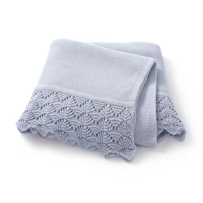 Image of Hadetoto Cotton Baby Blanket for Newborn Soft Knit Boy Girl Blankets Essentials Gift 100 x 80cm (Baby Blue)