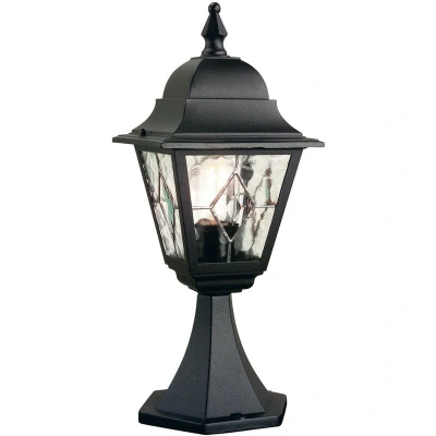 Image of Norfolk 1 Light Outdoor Pedestal Lantern Black IP43, E27