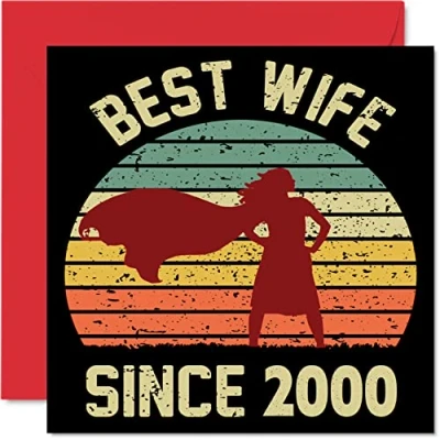 Image of 24th Anniversary Card for Wife from Husband Best Since 2000 I Love You Gifts, Happy Wedding Cards Partner, 145mm x Greeting Twenty Fourth Anniversaries