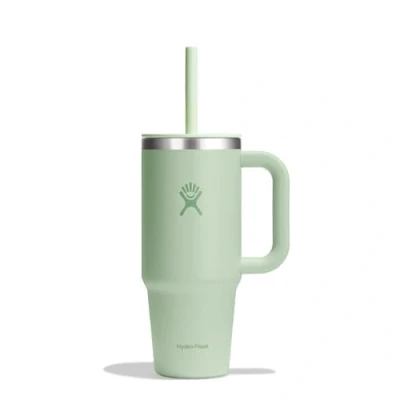Image of HYDRO FLASK Travel Tumbler 709 ml (24 oz) with Closable Press in Straw lid Stainless Steel Double Wall Vacuum Insulated Splash Resistant Aloe