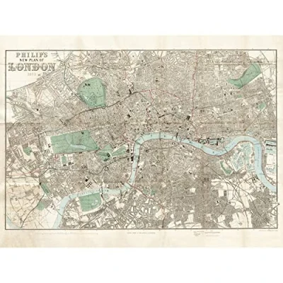 Image of Artery8 Map Philip 1881 London City England Plan Chart Large Wall Art Poster Print Thick Paper 18X24 Inch
