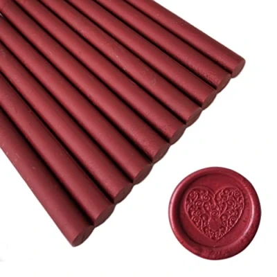 Image of 10 Pieces New wine Red Sealing Wax Sticks for Seal Stamp, AMTOL Glue Gun,Great Wedding Invitations, Packages,Cards Envelopes, Gift Wrapping. (New red)