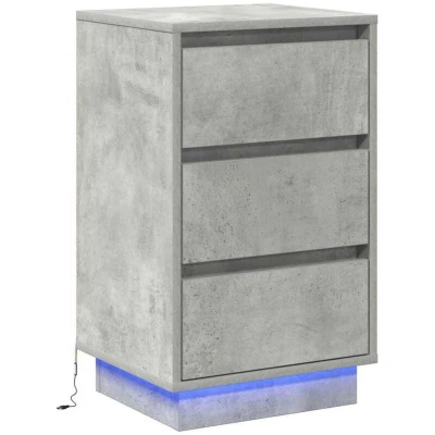 Image of vidaXL Bedside Cabinet with LED Concrete Grey 39x34.5x65 cm Engineered Wood
