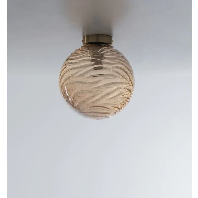 Image of Nereide Globe Flush Ceiling Light, Champagne, E27