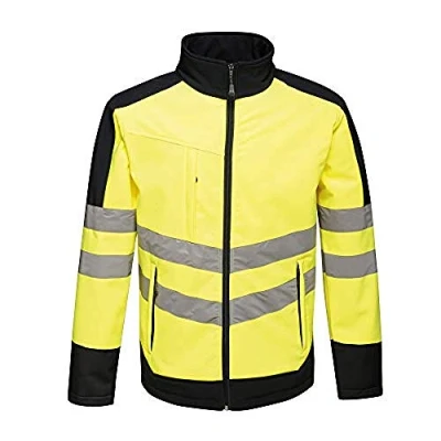 Image of Regatta TRA625 20795 Professional Hi Vis Waterproof and Breathable Softshell Jacket, Yellow/Navy, XXXL