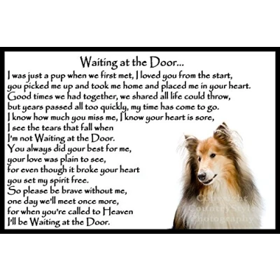 Image of Rough Collie pet dog memorial bereavement Flexible Fridge Magnet Waiting at the Door