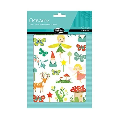 Image of Maildor Ref AE137O Dreamy Decorative Stickers (Pack of 6 Sheets) Fantasy Fairy Designs 14.8 x 21cm, Approximately 126 Per Pack, Repositionable