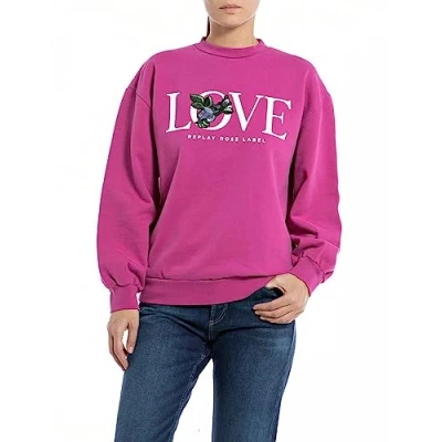 Image of REPLAY Adult W3616C Rose Label Pack Sweatshirt, Fairy Violet 106, M