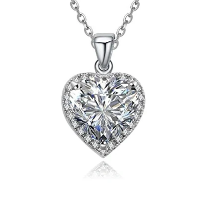 Image of Crystalline Azuria Women 18ct White Gold Plated Zirconia Crystals Heart Pendant Necklace 17.7 inches
