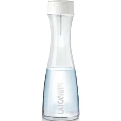 Image of LAICA GlaSSmart Glass Water Filter Bottle, with 1 x 30 Day FAST DISK Cartridge, Reduces Chlorine​, Pesticides​, Microplastics​, Chlorinated Organic Solvents 1.1L Capacity