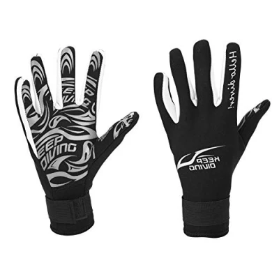 Image of Neoprene Diving Gloves, 2MM Warm Swimming Protective Gloves Water Sports Accessory (S Black)