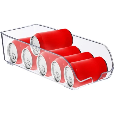 Image of Relaxdays Fridge Organiser, 2x Set, Kitchen Drink Storage Drawers, HxWxD: 10 x 16 35 cm, with Handles, Transparent