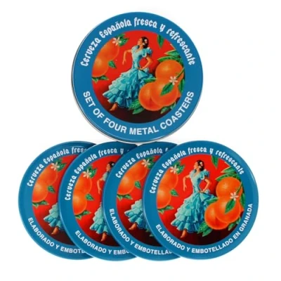 Image of Metal coasters Cerveza Española (set of 4)