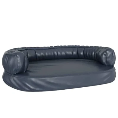 Image of vidaXL Ergonomic Foam Dog Bed 60x42 cm Faux Leather Easy to Clean Comfort for your Beloved Friend Non Slip Padding Safety Brown