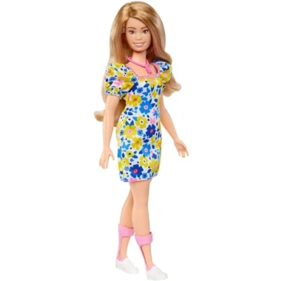 Image of Barbie Fashionistas Doll # 208, with Down Syndrome Wearing Floral Dress, Created in Partnership the National Society, HJT05