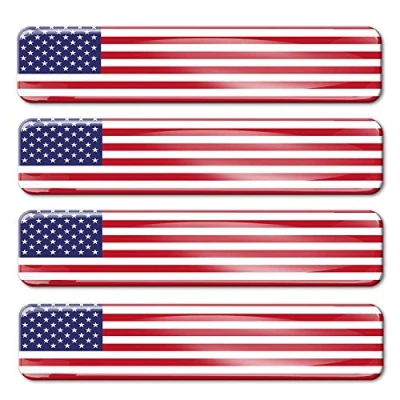 Image of 4 x 3D Domed Silicone Stickers Decals USA National American Flag Car Motorcycle Helmet F 27