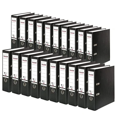 Image of Exacompta Ref 11285558001F FALKEN Recycolor Lever Arch Files Suitable for A4 Documents, 80mm Spine, Spine Label, Metal Finger Hole Black (Pack of 20)