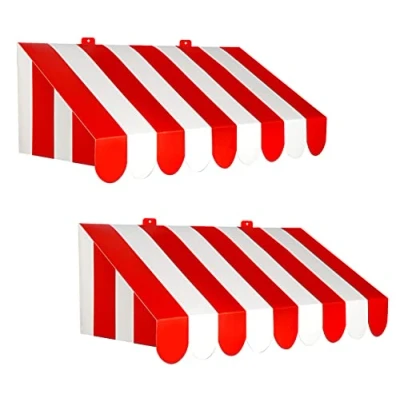 Image of Beistle, 2 Piece 3 D Awning Wall Decorations, 24.75&quot; x 8.75&quot; (Red/White)
