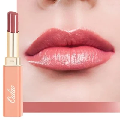 Image of Oulac Rich Red Brown Lipstick Moisture Shine Hydrating &amp; Tinted Lip Balm for Dry Lips, Medium Coverage Colour Juicy Look, Glossy Finish, Vegan, Cruelty Free, Marsala (17)