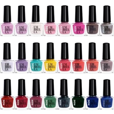 Image of Set of 24 Classic Nail Varnish Polish Colours including Bright Nude Shades 5 ml Made in The EU Long Lasting Formula (Set B)