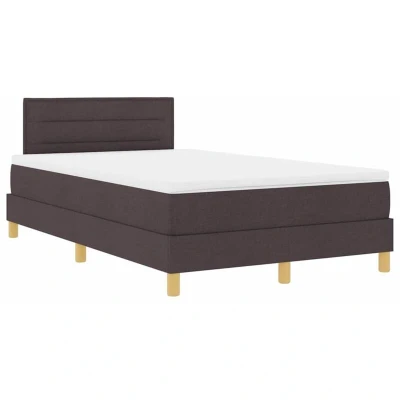 Image of Box Spring Bed with Mattress Dark Brown 120x200 cm Fabric Vidaxl