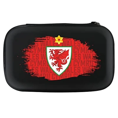 Image of Darts Corner Officially Licensed Wales FA Large Case W4 Red Crest CYMRU Wordmark with Daffodil (W497)